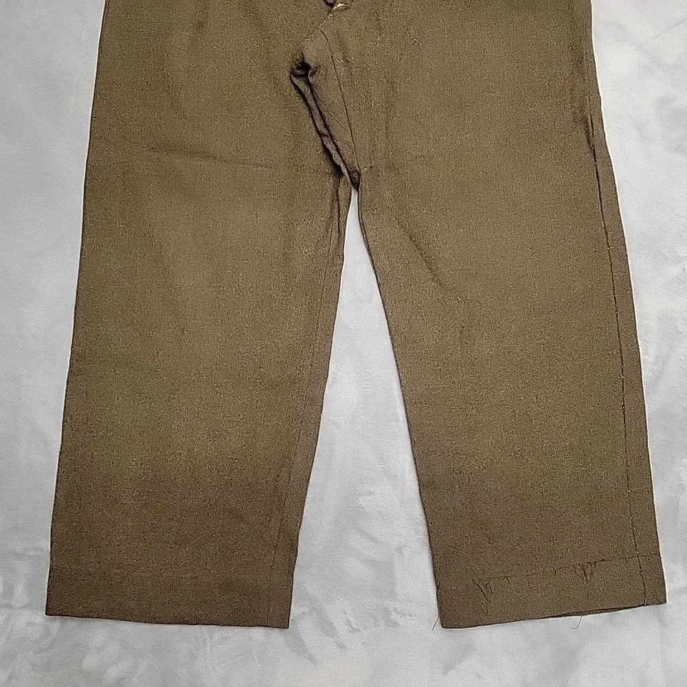 VTG French Military Pants Men 36x28 Brown Wool Service Trousers‎ Button Fly 50s